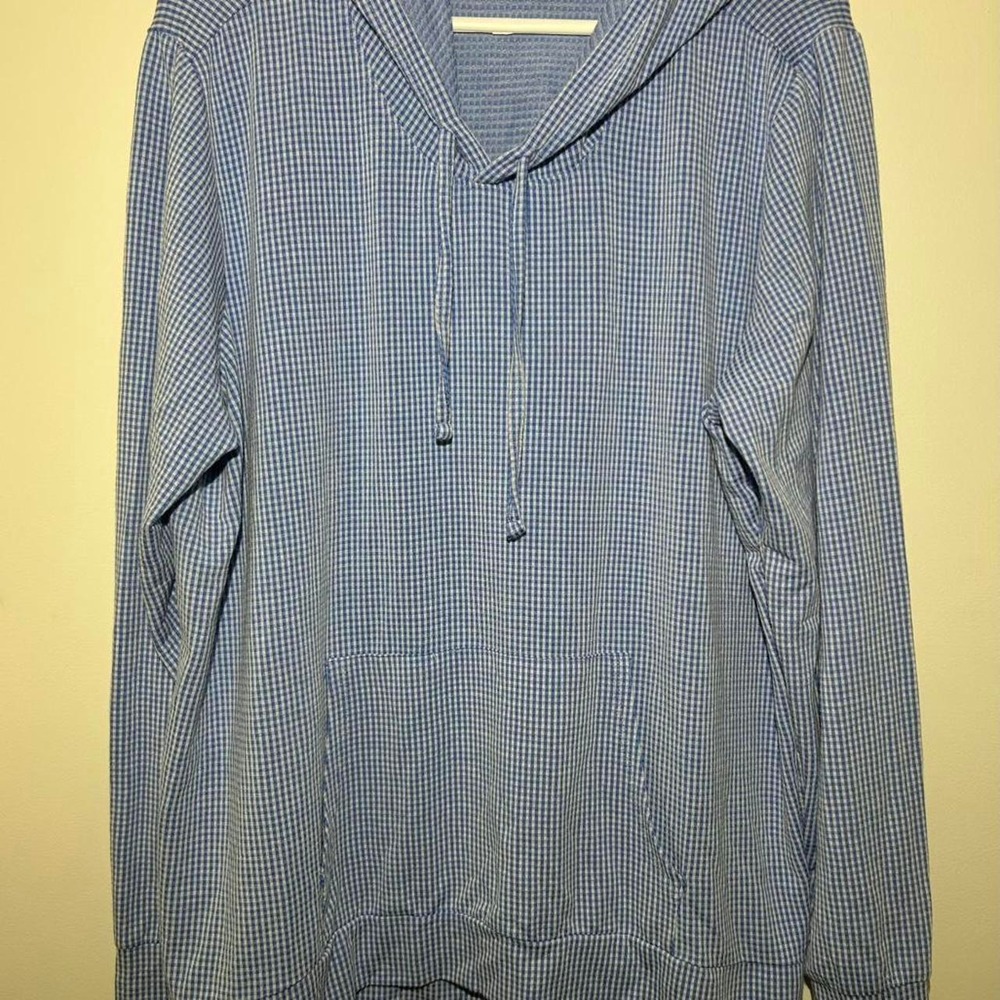 Weatherproof Vintage Blue & White Gingham Hoodie Womens XXL